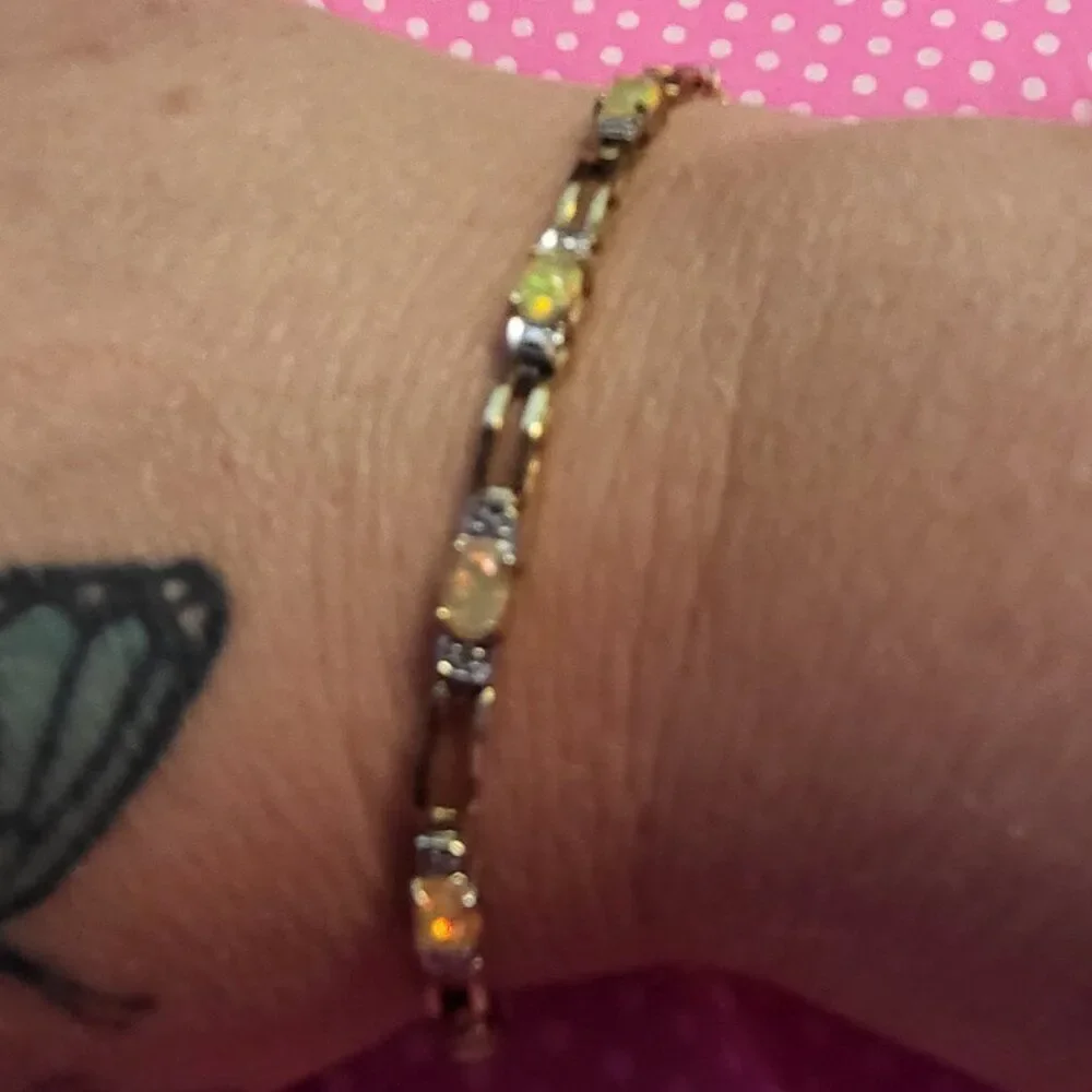 Vintage FAS Yellow Fire Opal Vermeil Gold over Sterling Silver Tennis Bracelet